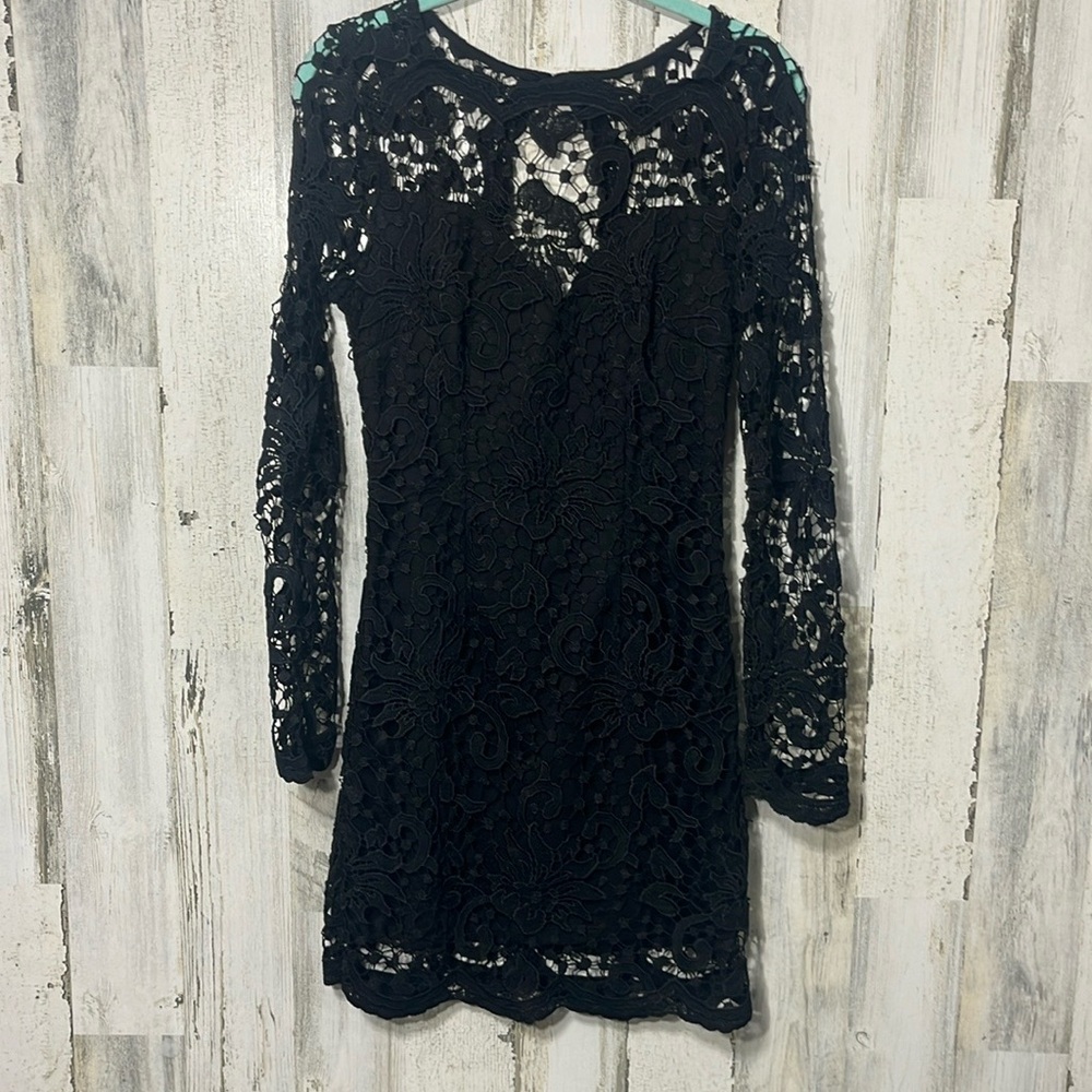 Ginger Fizz Lace Long Sleeve Sheath Lace Mini Dress